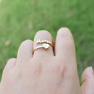 Mother's Day Gift Stainless Steel Heart <strong>Mum</strong> Open <strong>Rings</strong> Rose Gold Plated Adjustable Words <strong>MUM</strong> Steel <strong>Ring</strong> - Product Image 1