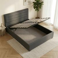 Headboard Tempat Tidur King Modern Gaya Prancis Berumbai, Pelapis Kain, Rangka Kayu Pinus, Box Spring, Hemat Tempat, Busa Tahan Lama, Untuk Rumah