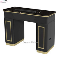 Tables de manucure roulantes portables Deluxe White & Gold Nail Workstation avec lampe UV