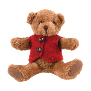 Red Felt Vest Jingle Bell Mini Teddy Bear Sitting Plush <b>Xmas</b> Doll for Stocking Filler Gift in Bulk - Product Image 1