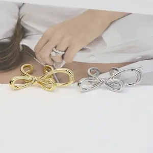 Open Cute Ribbon Bowknot Rings Classic Gold Silver Bow Ring Adjustable for Women Girls Gift