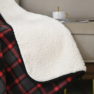 Tùy Chỉnh Bán Buôn Cao Cấp Sọc In Chăn Màu Đỏ Đen Fluffy Sherpa Cực Fleece Ném Chăn Cho Mùa Đông - Product Image 6