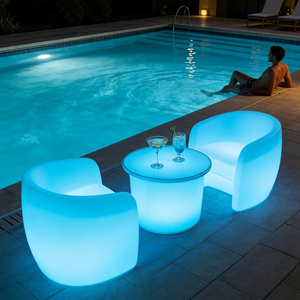 Ensembles de tables et chaises de <span class=keywords><strong>bar</strong></span> lumineuses en plastique modernes pour la <span class=keywords><strong>location</strong></span> <span class=keywords><strong>d</strong></span>'événements en plein air et les hôtels - Product Image 3