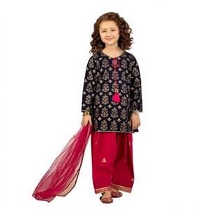 Ropa Infantil 2026 - Venta al por Mayor de Salwar Kameez Étnico para Niñas, Algodón con Estampado Paisley, Manga Larga, Cuello Redondo, 100% de la Mejor Calidad - Product Image 1