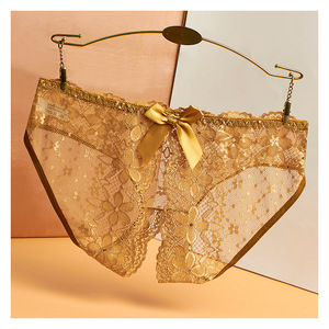 Braguitas sexys transparentes de encaje hueco sin costuras de fácil extracción para mujer de talla grande, ropa interior íntima femenina - Product Image 1
