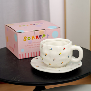 Juego de Taza y Platillo de Café para Comercio Exterior, Estilo Ins, Fresco y Lindo, Taza de Cerámica Pintada a Mano y Tejida a Mano para Té de la Tarde - Product Image 6