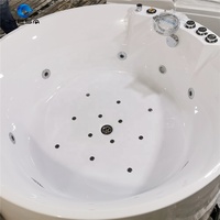 Baignoire Balnéo à Jets Hydromassage Ronde Autoportante pour 1 Personne, Effet Vague, à Bas Prix