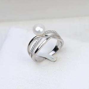 Bague d'activité ajustable en argent S925 pour femme, taille 4-6, avec incrustation de perles DIY, forme de chiffre 244, accessoires de bijoux - Product Image 1