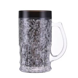 Plastic Beer Cup With Handle Internet Celebrity 16oz BPA FREE Plastic <b>Double</b> <b>Wall</b> Gel Freezer <b>Mugs</b> Gel Frosty Freezer Beer <b>Mug</b> - Product Image 2