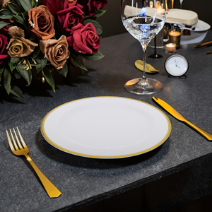 <span class=keywords><strong>Piatti</strong></span> di Plastica Monouso Moderni con Bordi Dorati, Motivo Personalizzabile per Feste in Casa, Matrimoni <span class=keywords><strong>e</strong></span> Banchetti - Product Image 3