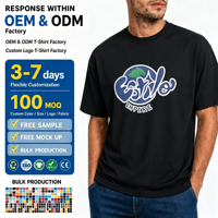 T-shirts pour hommes respirants à manches courtes col rond en tissu 100% coton 220 grammes, impression numérique Highstreet, couleur noire, taille oversize