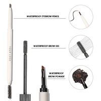 Crayon à sourcils gel waterproof végétalien de haute qualité, sans cruauté, avec brosse, kit crème pommade, marque privée, ensemble sourcils personnalisé