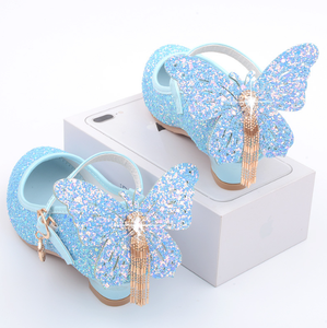 Zapatos Clásicos de Lentejuelas y Cuero Sintético para Niñas, Tacones Altos, Zapatos de Fiesta, Zapatos de Princesa para Niños, Zapatos de Boda para Niños - Product Image 1