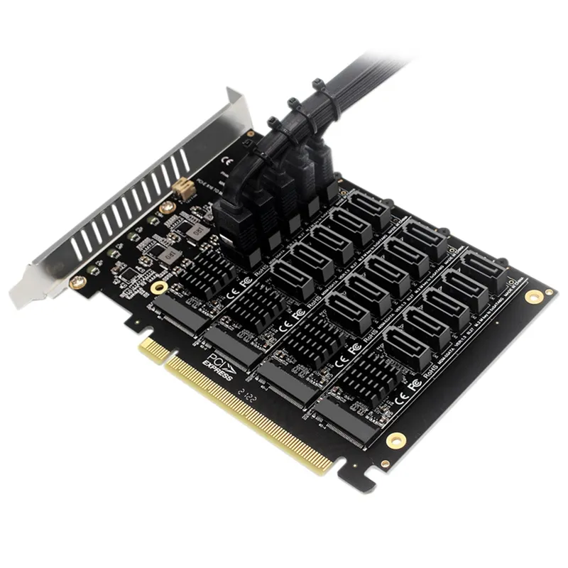 PCI-E 20 ports SATA Expansion Card PCIE X16 NVME M.2 RAID Array Expansion To 20-Port Adapter JMB585 Chip