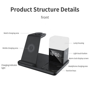 6 trong 1 trạm sạc không dây, sạc không dây đứng với đồng hồ báo thức,, sạc <span class=keywords><strong>Dock</strong></span> cho iphone15/14/13/12/11/Pro/Max/XR - Product Image 6