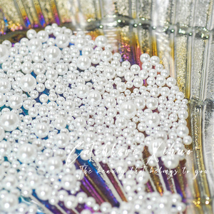 Hisenlee, cuentas de perlas acrílicas sueltas, Perla blanca, Material de relleno de resina sin agujeros para maquillaje de uñas, fundición de joyería de boda - Product Image 3
