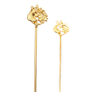 Accessoire DIY jiangc (15129) : Pique à cheveux en alliage multi-trous avec motif <span class=keywords><strong>carpe</strong></span> jouant avec une fleur <span class=keywords><strong>de</strong></span> lotus - Product Image 4