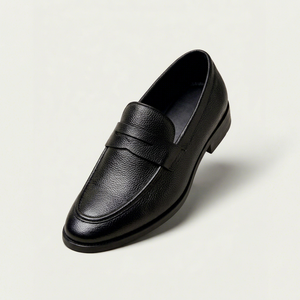 Asken Atelier Men's Premium <b>Black</b> Synthetic Leather Upper Loafers Toe <b>Slip</b>-<b>On</b> Dress Shoes Breathable Durable TPR Outsole - Product Image 1