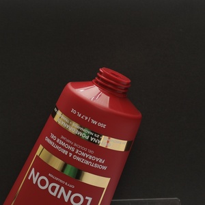 Vente en gros de tubes souples en plastique rouge personnalisés de luxe de 200 ml pour les soins de la peau, le gel douche, l'emballage cosmétique - Product Image 4