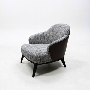 Silla de Lujo Ligera con Base de Madera Sólida, Silla de Descanso de Cuero y Tela, Sofá Individual para Hogar, Hotel, Oficina, Sala de Estar, Venta al Por Mayor - Product Image 2