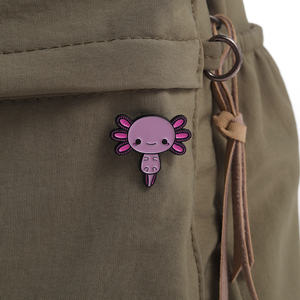 Axolotl pin Enamel segi enam kustom lucu merah muda Kawaii hewan bros kerah Lapel lencana kartun perhiasan hadiah untuk anak-anak teman - Product Image 3