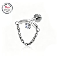 Boucles d'oreilles pendantes plates en titane ASTM F136 16G avec zircon, bijoux de piercing corporel, pendentif d'oreille G23, clou d'helix, anneau de lèvre, labret