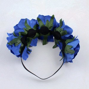 Bandeaux en forme de couronne de fleurs artificielles, bandeau élastique pour femme <span class=keywords><strong>et</strong></span> fille, robe de fête pour mariage <span class=keywords><strong>et</strong></span> carnaval - Product Image 3