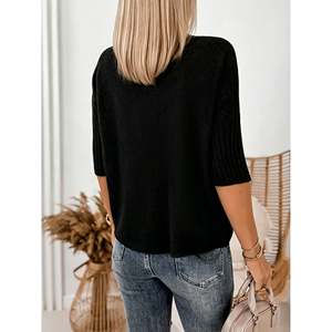 Pull à col roulé à manches trois quarts pour femme, blanc, taille XS, tricot, vêtement décontracté - Product Image 4