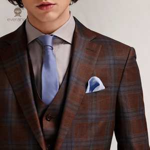 Traje de Hombre de Alta Gama, Tres Piezas, Corte Entallado, Traje de Novio Juvenil <span class=keywords><strong>para</strong></span> Negocios y Ocio, Traje a Cuadros - Product Image 5