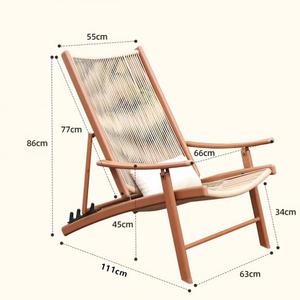 Chaise longue d'extérieur pliable en rotin beige, élégante, portable et légère, style nordique, pour la <span class=keywords><strong>plage</strong></span> et le camping, avec coussin offert - Product Image 6