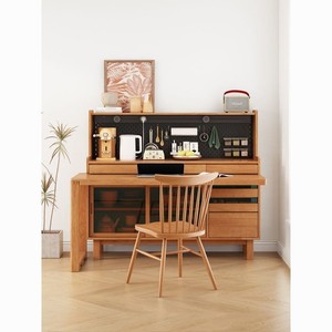 Aparador nórdico de madera maciza de 900 mm de altura con puertas de vidrio y cajones, mueble de almacenamiento para sala de estar - Product Image 4