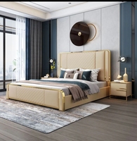 Vente directe d'usine de meubles de chambre à coucher d'art en flanelle d'agneau de style nordique mobilier de chambre à coucher italien de luxe moderne de grande taille ensemble de chambre à coucher