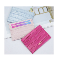 Portefeuille en cuir PU personnalisé avec logo, fin, effet crocodile, porte-cartes de crédit, vente en gros