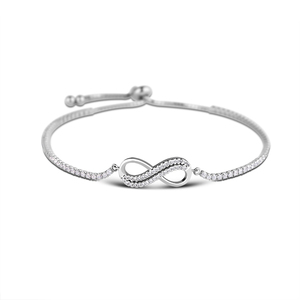 Pulsera de cadena de plata de ley 925 para mujer, pulsera infinita de CZ, joyería de diseño de moda - Product Image 1