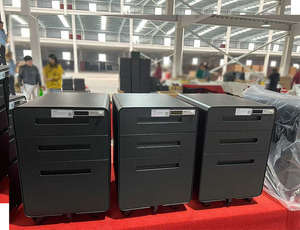 Utop văn phòng kim loại thép Tủ hồ sơ 3 ngăn kéo di động bệ đường cong Tủ hồ sơ với bánh xe và chỗ ngồi - Product Image 5