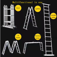 Échelle combinée multifonction légère 3-en-1 la mieux notée, 2x7 marches, en aluminium, 150 kg, EN 131, pour événements extérieurs