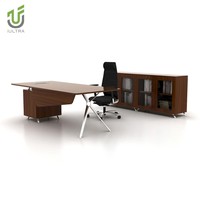 IULTRA 1400mm Bureau de direction Table de bureau compacte et moderne en forme de L avec dessus en bois MDF MFC durable Assemblage facile