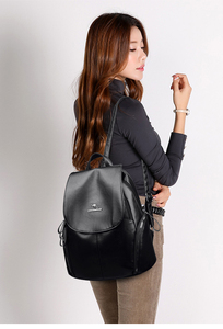<span class=keywords><strong>Zaino</strong></span> in <span class=keywords><strong>pelle</strong></span> PU nera per <span class=keywords><strong>donna</strong></span> Borsa elegante, leggera e resistente per la scuola o il lavoro - Product Image 6