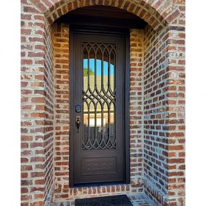Actory-puertas de entrada principal de metal, puerta de entrada principal de hierro forjado arqueada individual para exteriores - Product Image 5