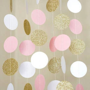 Forniture per <span class=keywords><strong>feste</strong></span> 11 piedi Glitter oro bianco rosa grande carta appesa cerchio ghirlanda decorazione per tende in fogli rotondi - Product Image 1