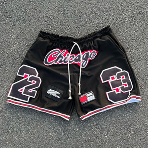 Personalizado Sopro Impressão Logotipo 100% Algodão Shorts Casuais Rhinestone Oversize Cut Edge Oversized Heavyweight Shorts dos homens - Product Image 3