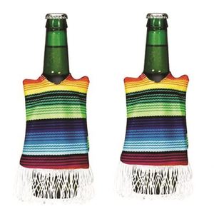 RYO <b>Mini</b> Mexican Insulated Waterproof Poncho Wine Beer <b>Bottle</b> Drink Cover 330ml Polyester Material for Cinco De Mayo Party - Product Image 1