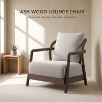 Fauteuil d'appoint en tissu, fabrication directe usine OEM ODM, structure en bois de frêne massif, chaise longue moderne et confortable pour salon, chambre, appartement
