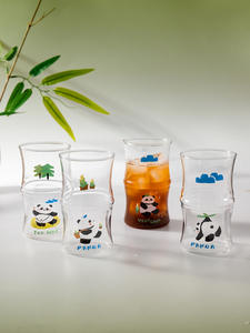 Taza de <span class=keywords><strong>cristal</strong></span> de bambú, taza de agua de Panda <span class=keywords><strong>gigante</strong></span> de dibujos animados divertidos, taza de leche de café creativa para el hogar - Product Image 6