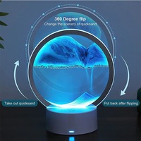 Lampe de table LED en verre à commande tactile DC, avec ornement moderne en ABS à effet sable mouvant, intensité réglable, pour la décoration de chambre et le soulagement du stress