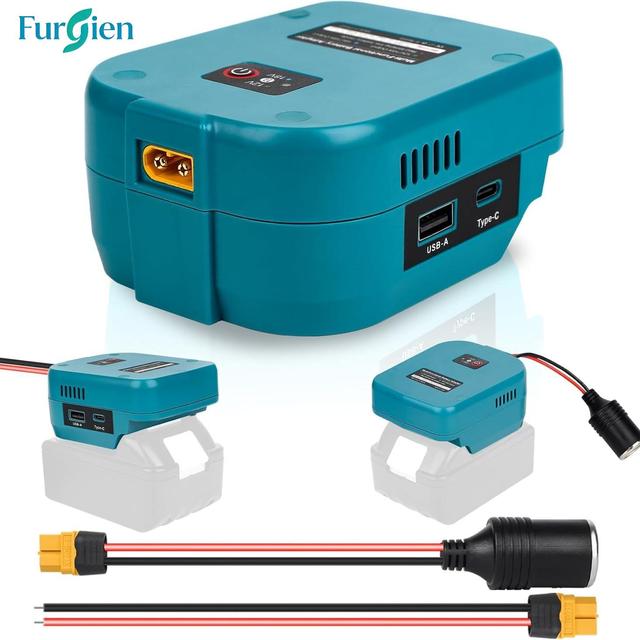 Multi-Function Battery Adapter for 18V Lithium Battery USB Type-C Cigarette Lighter XT60 Output Converter ABS Material