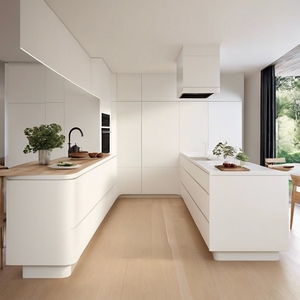 Conception personnalisée Armoires de cuisine bon marché Finition mélamine Armoire de cuisine blanche à <span class=keywords><strong>vendre</strong></span> Armoires de cuisine européennes modulaires - Product Image 4