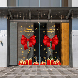 Vinilos Decorativos <span class=keywords><strong>para</strong></span> <span class=keywords><strong>Ventanas</strong></span> de Navidad y Año Nuevo, Adhesivos Estáticos Reutilizables de PVC Impermeables con Diseño de Copos de Nieve, Renos y Papá Noel - Product Image 6