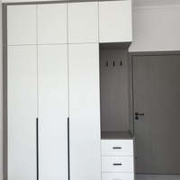 Armoire à étagères ouvertes moderne Japandi en MDF gris, pour chambre à coucher, ivoire, noyer français, doré, style côtier