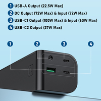 Charge ultra-rapide 27000mAh PD 100W, batterie externe à charge rapide, type C, batterie externe portable pour ordinateur portable, téléphone portable, CPAP